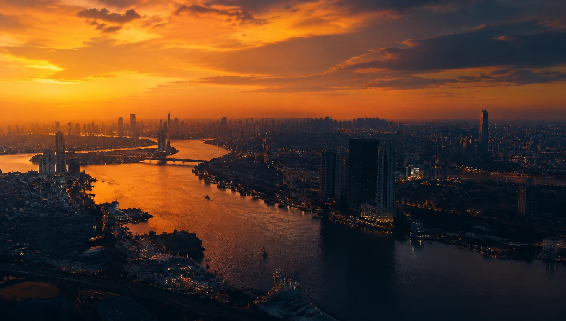 Middle Eastern city at dusk